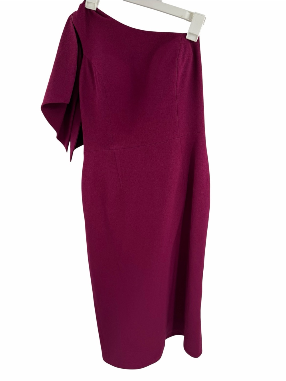 Dress the Population Tiffany One Shoulder Midi Dress Dark Magenta Size Large - Picture 2 of 8